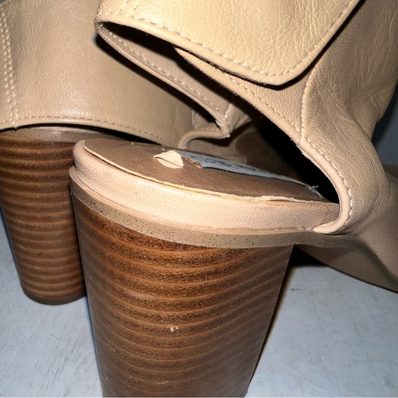 Steve Madden Nonstp Open Toe Leather Heel Shooties Tan Beige Womens Size 10 - Picture 9 of 12